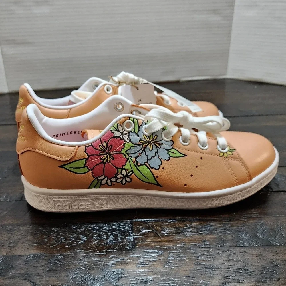 Adidas x Stan Smith Primegreen floral sneakers women's size 6 new! - Picture 2 of 9
